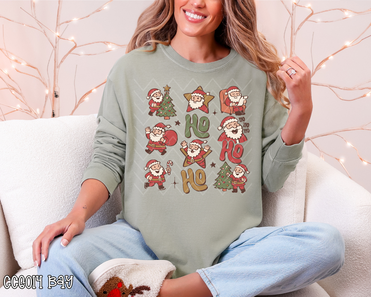 Ho Ho Ho Santa Star Collage | 2 Skin Tones | DTF TRANSFER