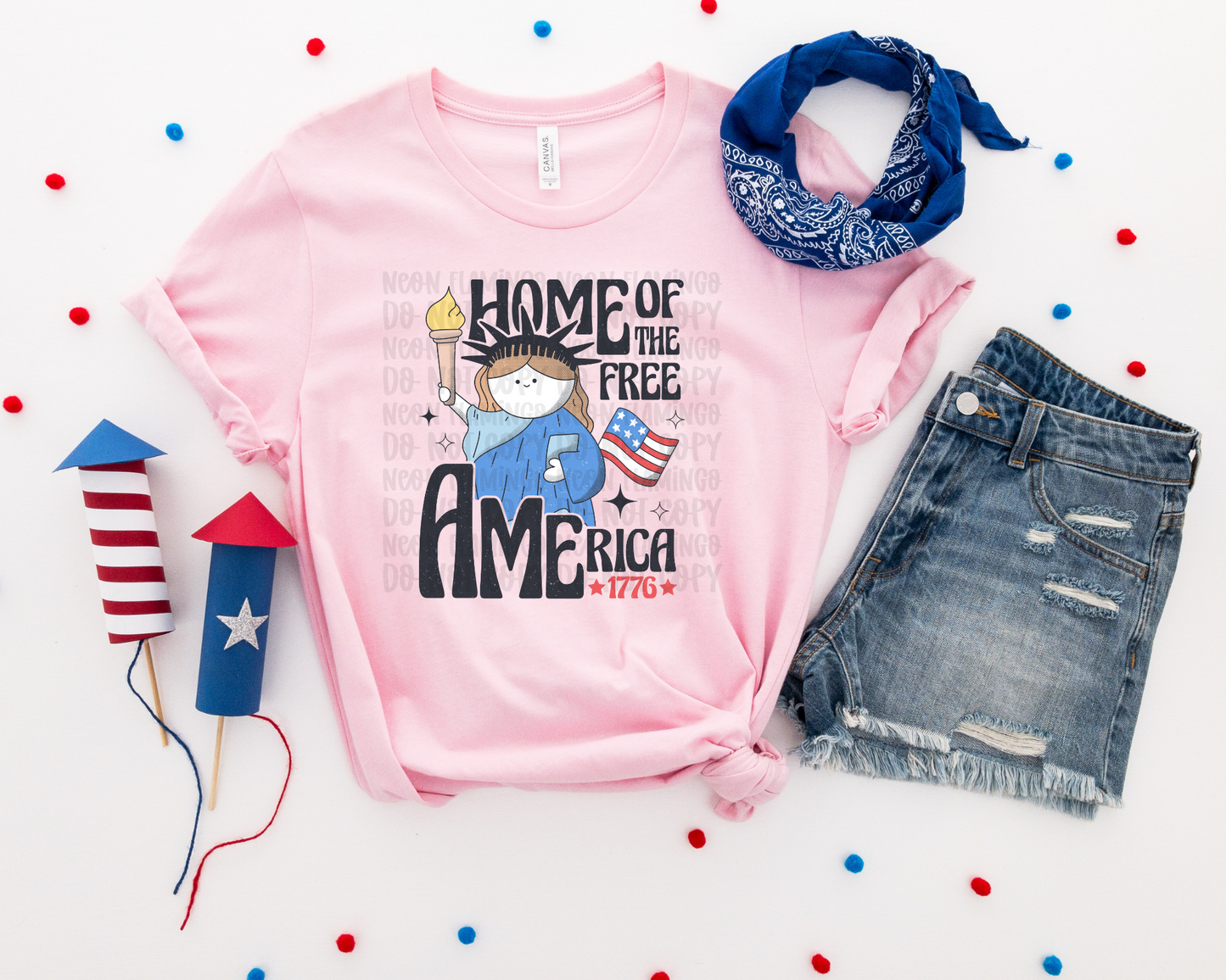 Home of the Free America Statue of Liberty DTF TRANSFER