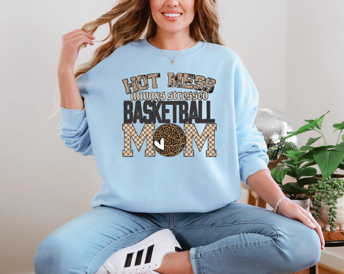 Hot Mess Always Stressed Basketball Leopard DTF TRANSFER