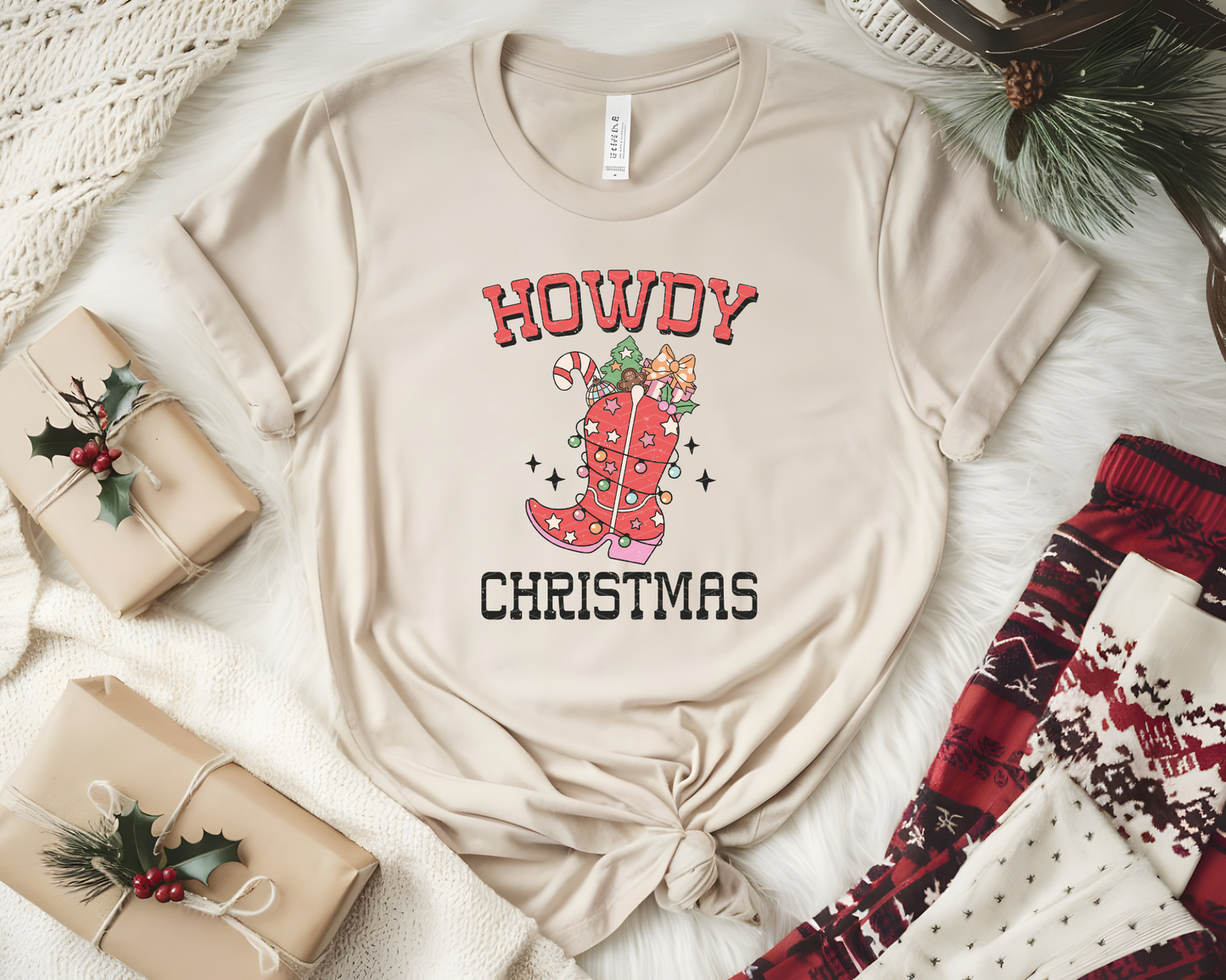 Howdy Christmas Distressed DTF TRANSFER