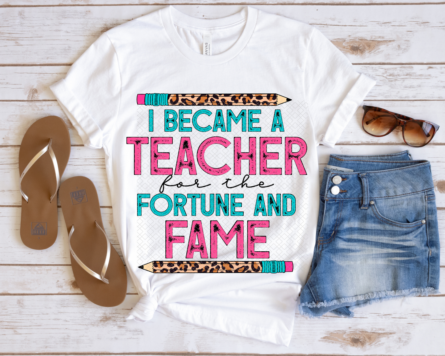 I Became A Teacher for the Fortune & Fame Pink & Blue Leopard DTF TRANSFER