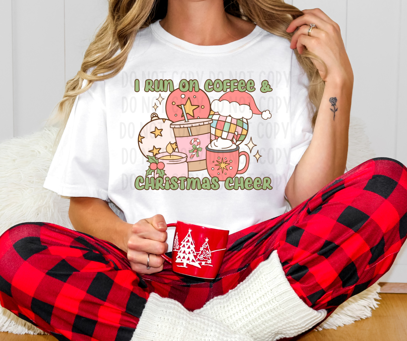 I Run On Coffee & Christmas Cheer DTF TRANSFER