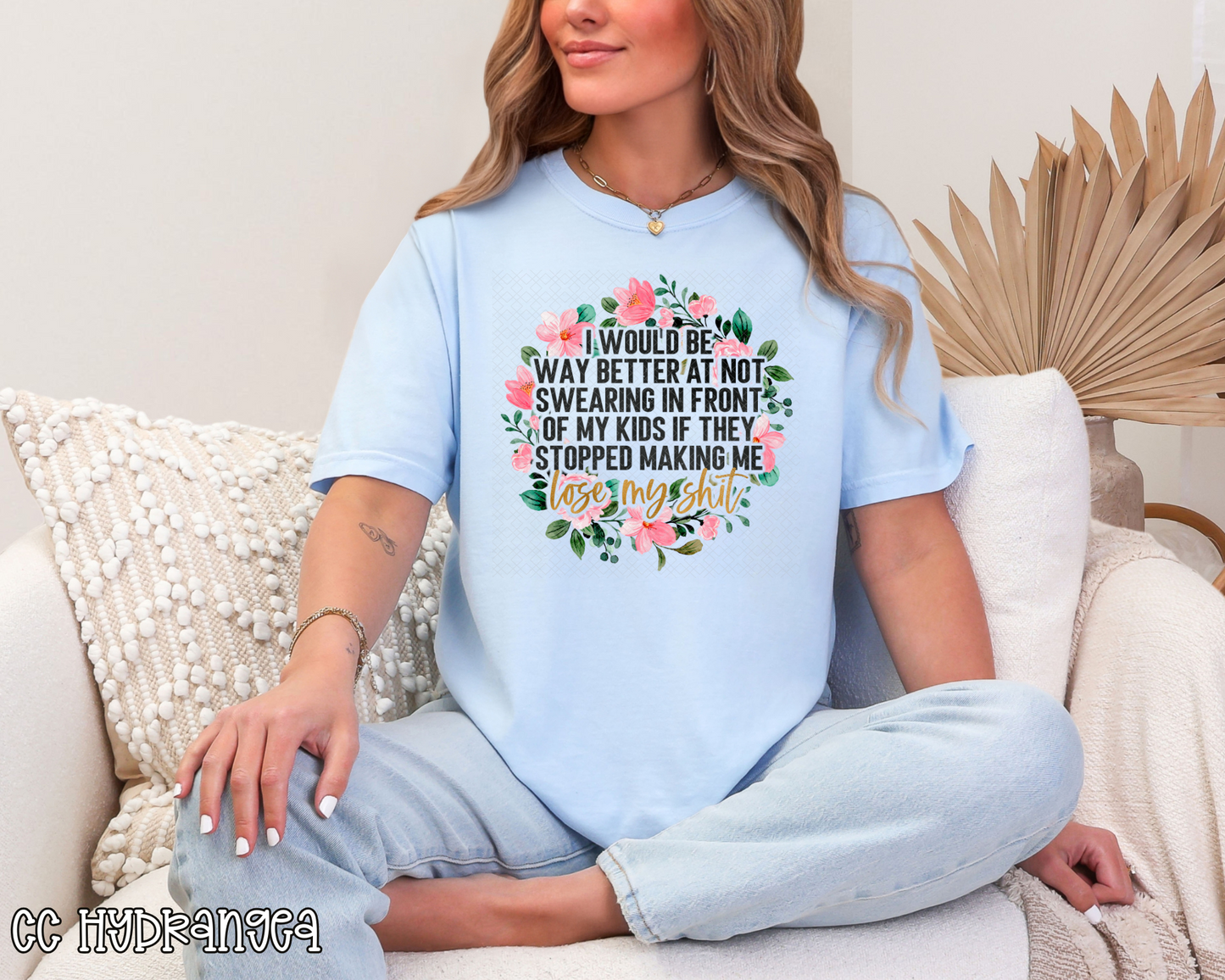 I Would Be Way Better At Not Swearing Floral DTF TRANSFER