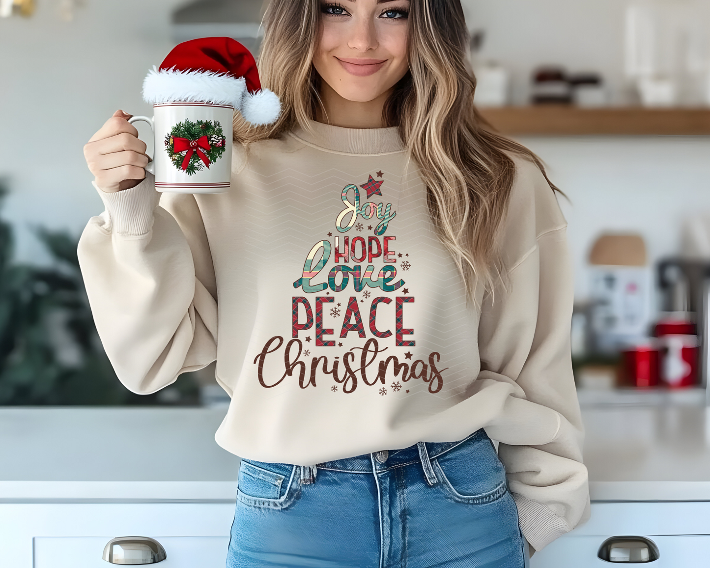 Joy Hope Love Peace Christmas Plaid DTF TRANSFER
