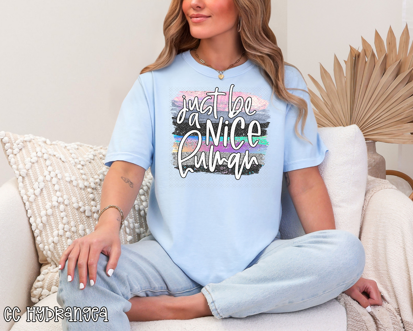 Just Be A Nice Human Silver Glitter DTF TRANSFER