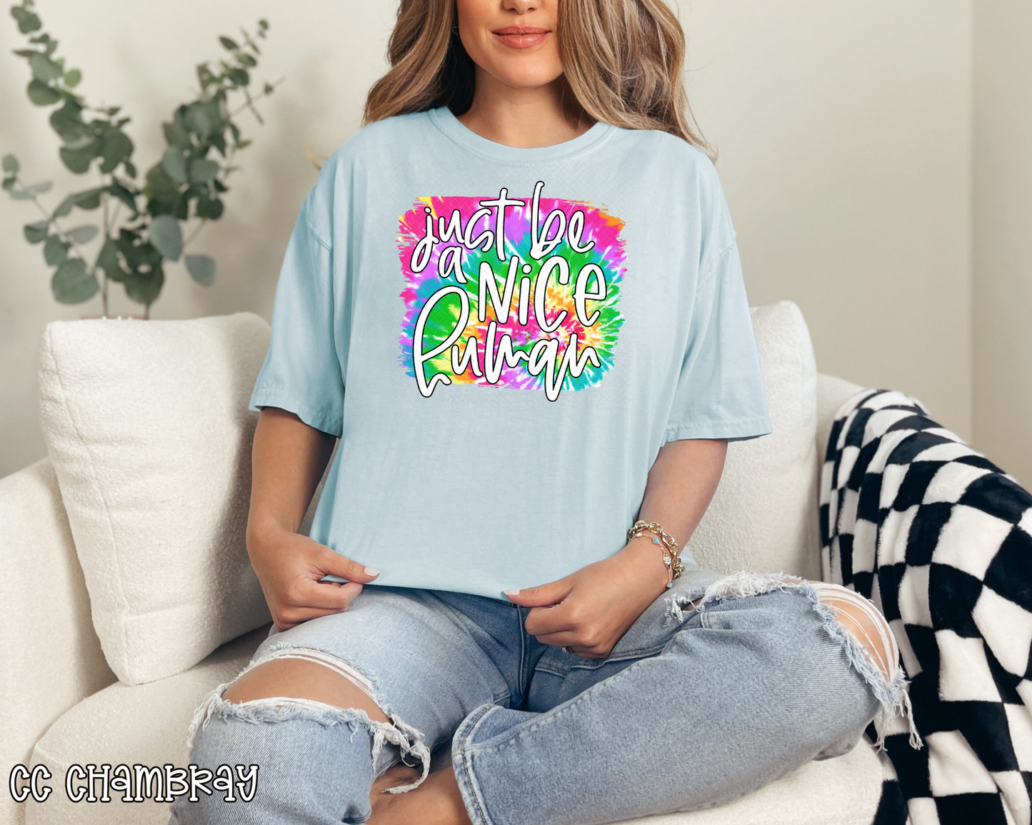 Just Be A Nice Human Tie-Dye DTF TRANSFER