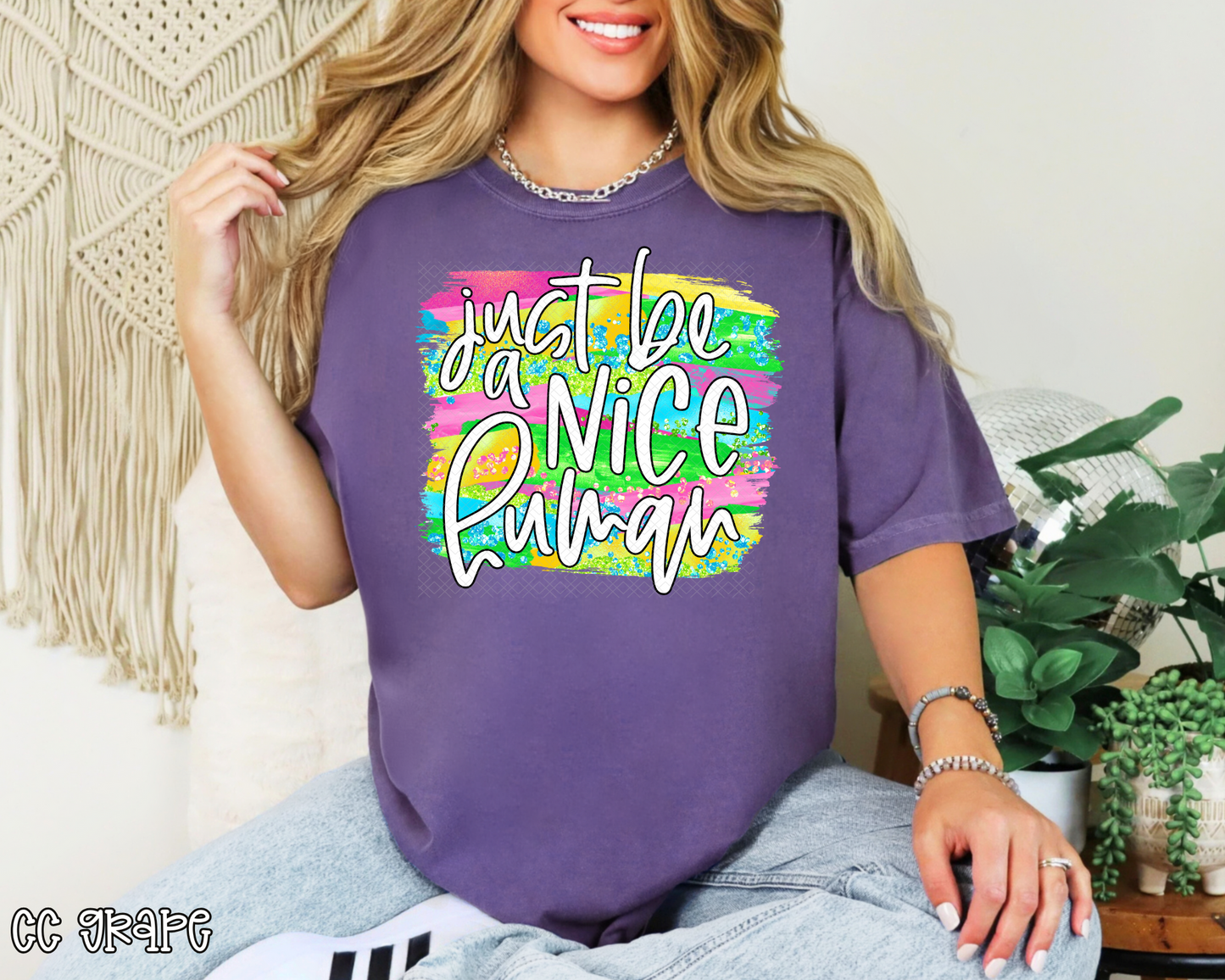 Just Be A nice Human Neon DTF TRANSFER