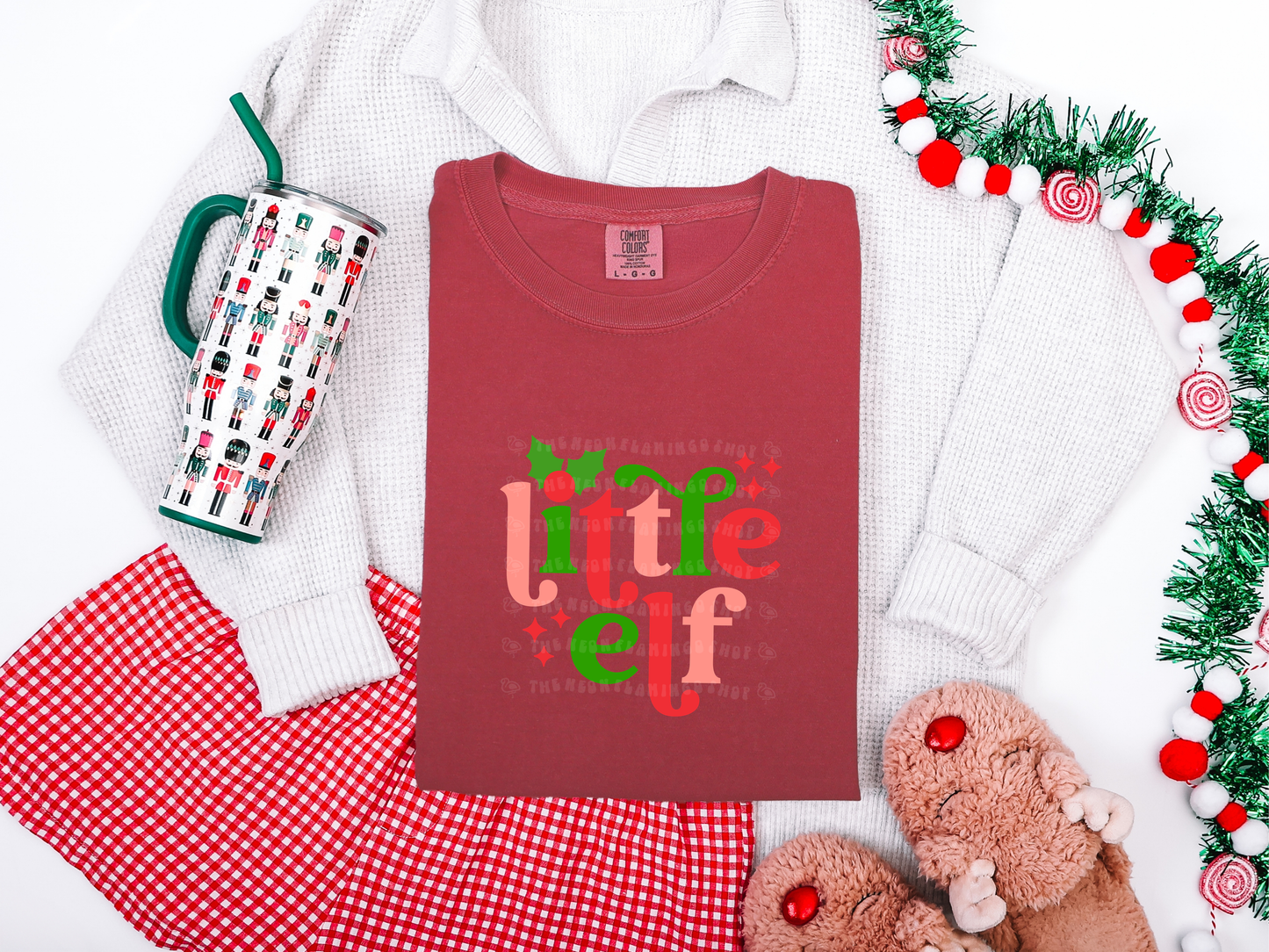 LIttle Elf Retro Sparkle Pink DTF TRANSFER