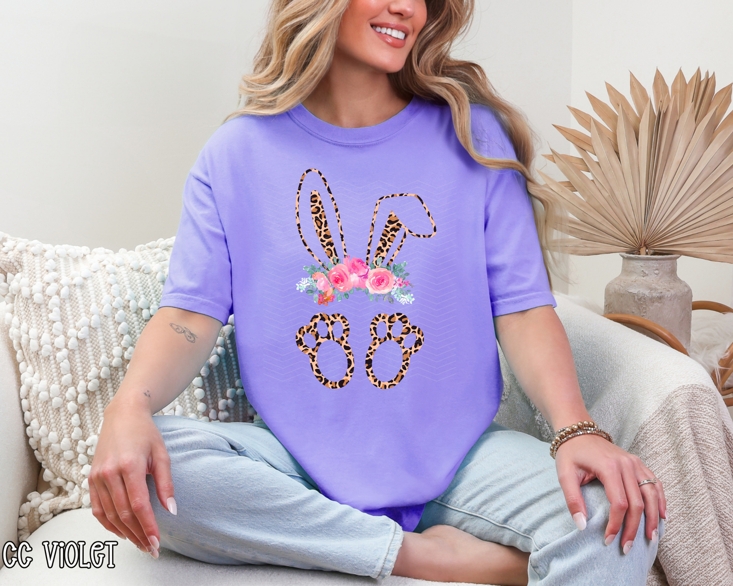 Leopard Bunny Flower Crown DTF TRANSFER