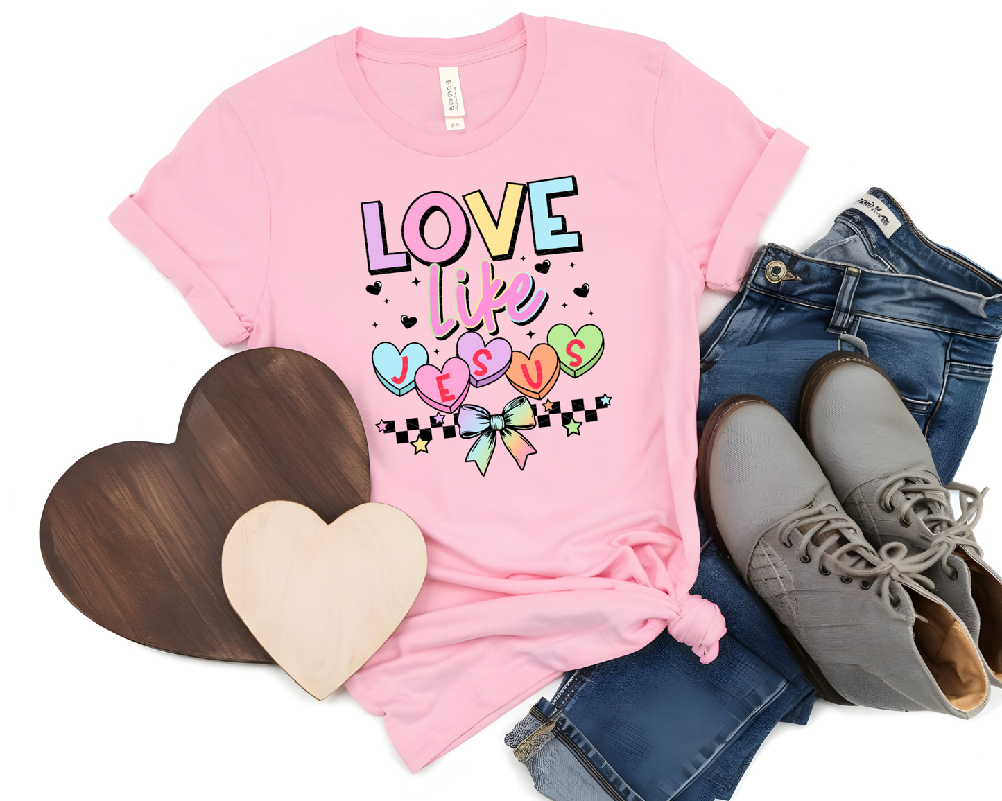 Love Like Jesus Candy Hearts DTF TRANSFER