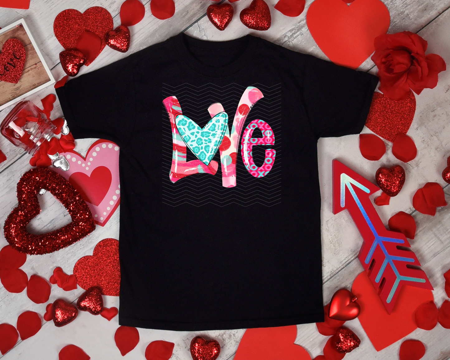 Love Red Teal DTF TRANSFER