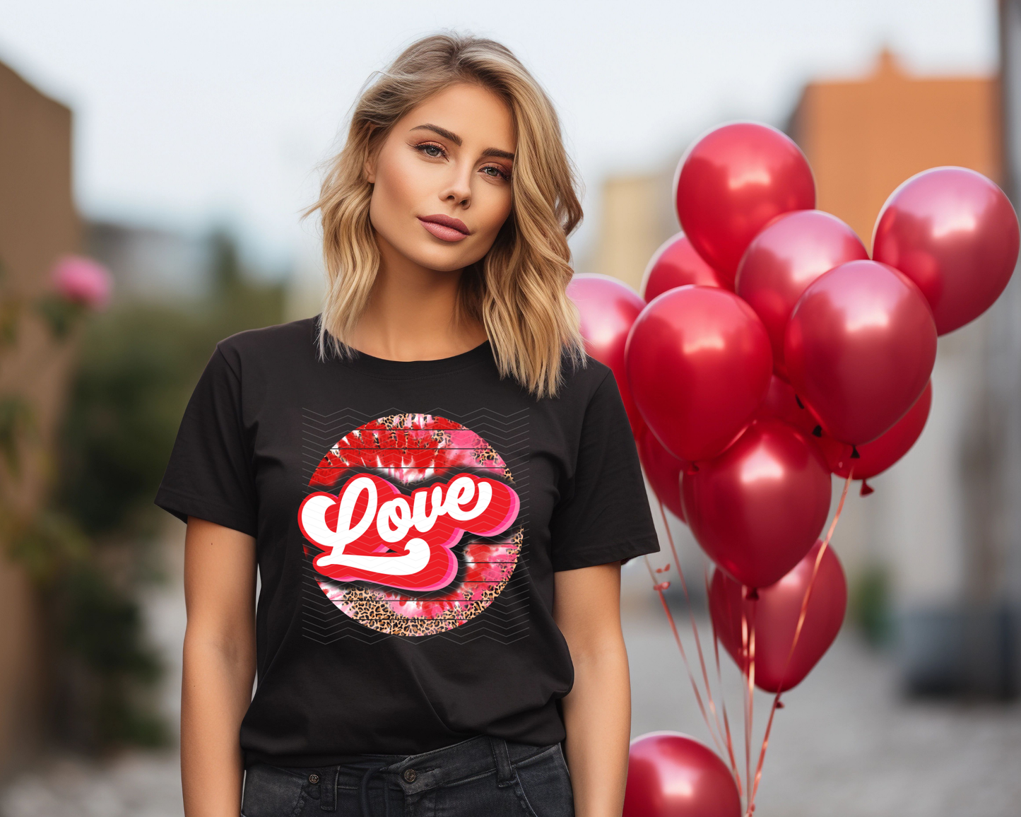 Love Valentine's Circle Tie-Dye DTF TRANSFER