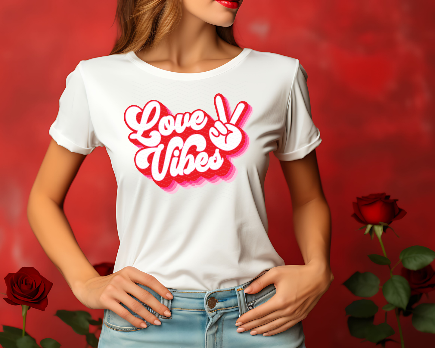 Love Vibes Peace Sign Retro DTF TRANSFER