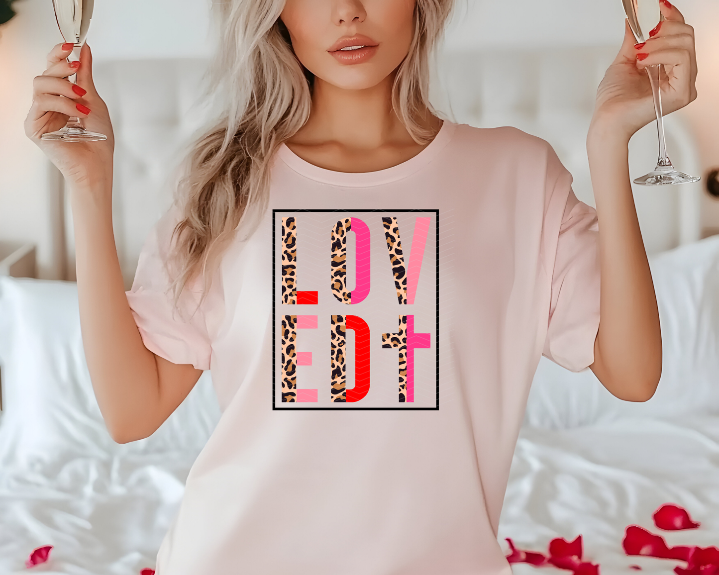 Loved Half Leopard Cross DTF TRANSFER