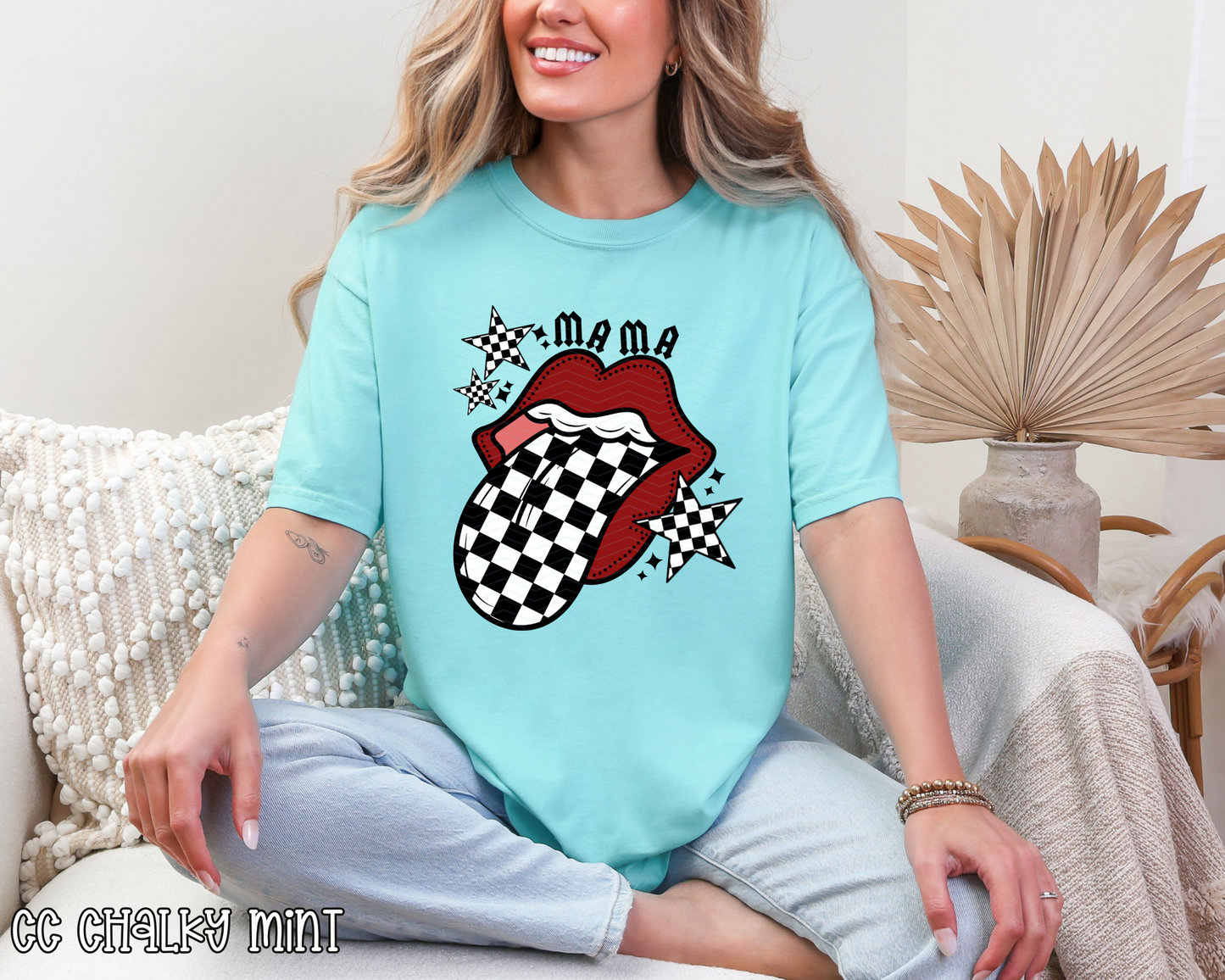 Mama Checkered Tongue DTF TRANSFER