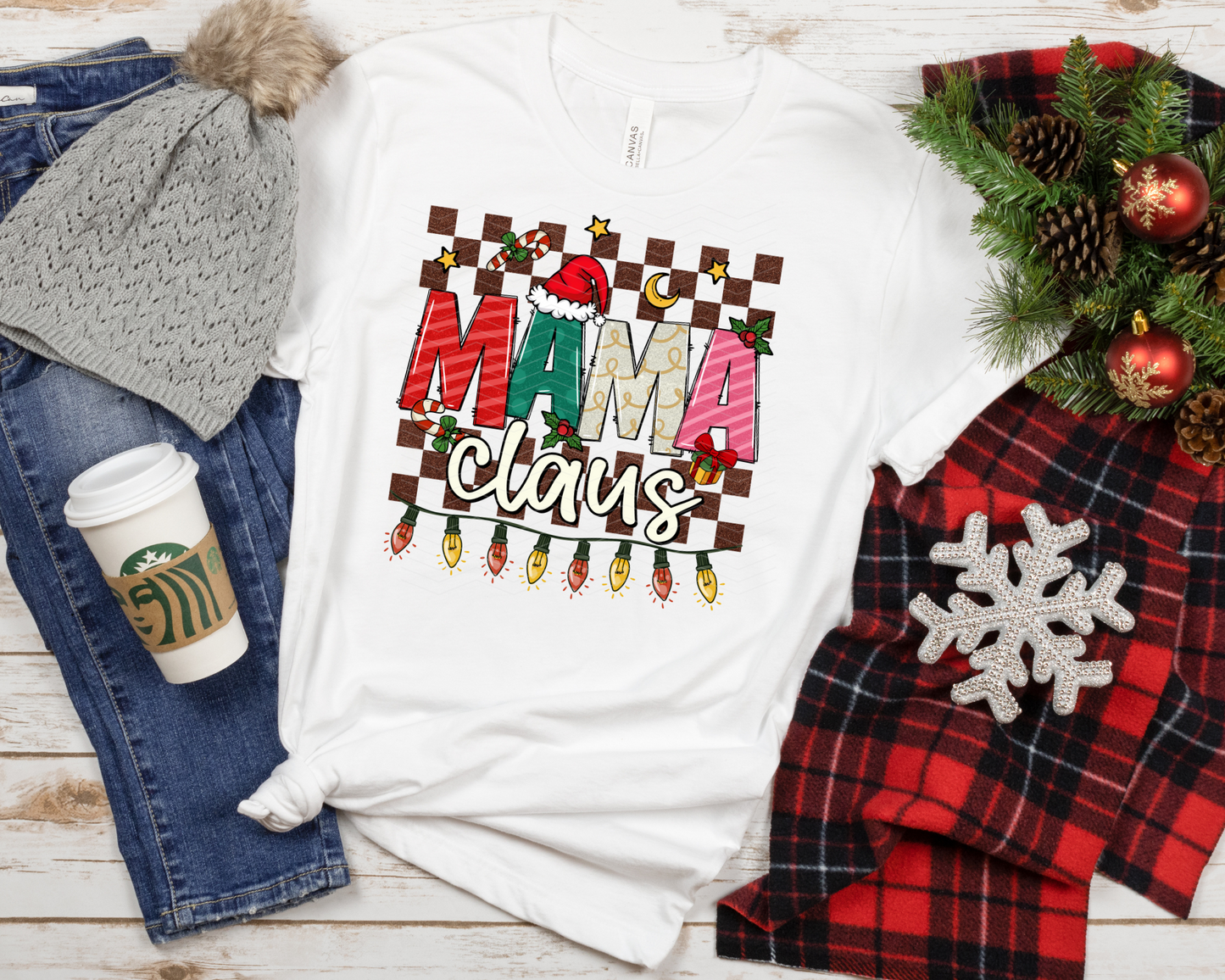 Mama Claus Checkered DTF TRANSFER