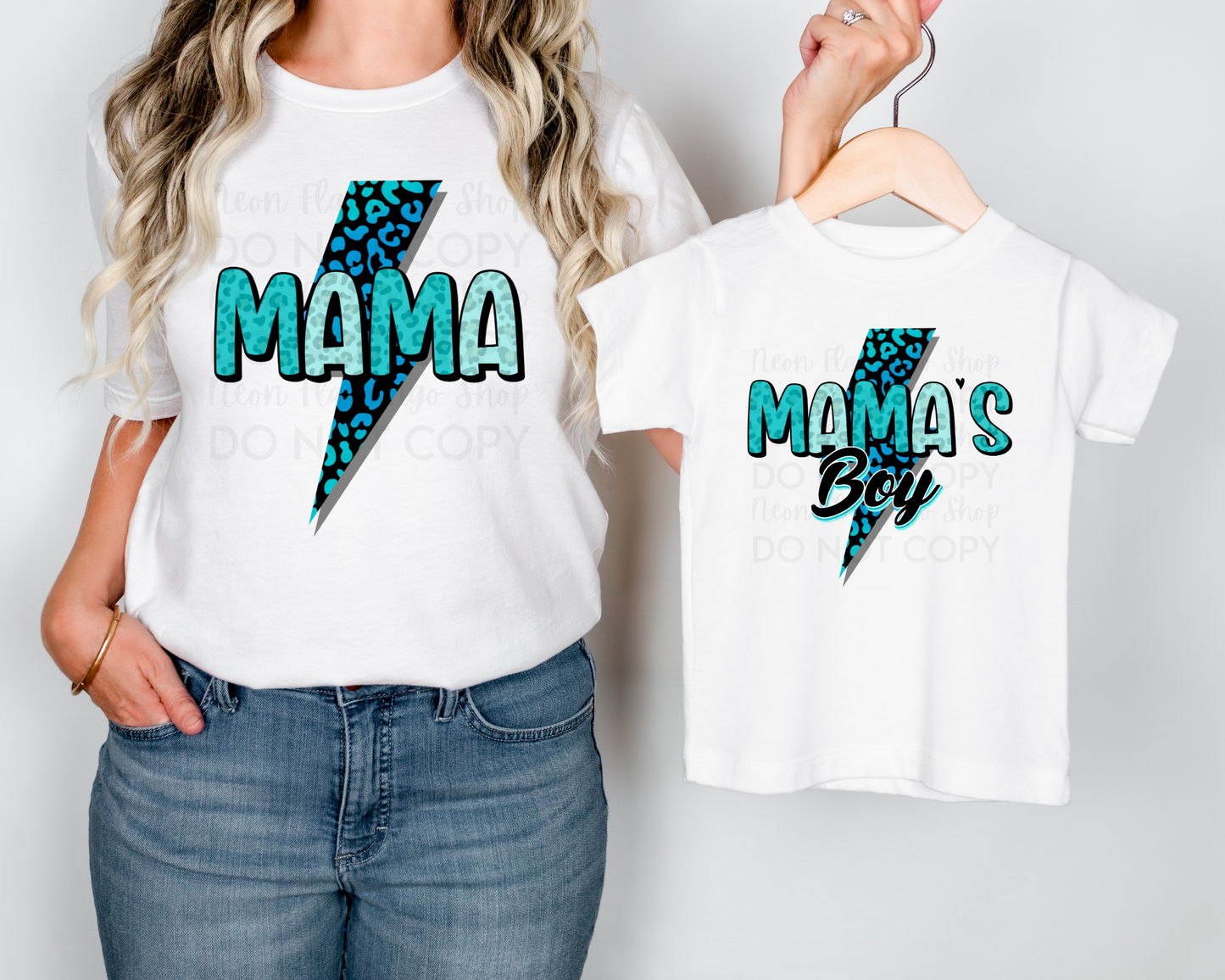 Mama & Mini Lightning Bolt | Pink & Blue Versions | DTF TRANSFER