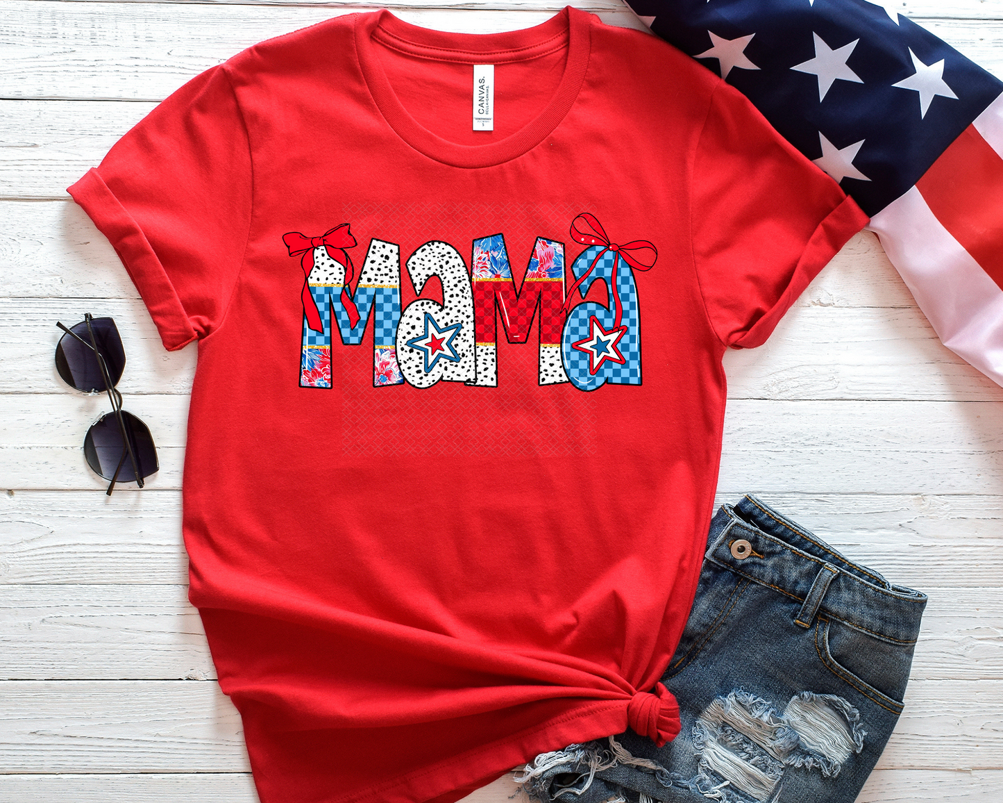 Mama Patriotic Doodle DTF TRANSFER