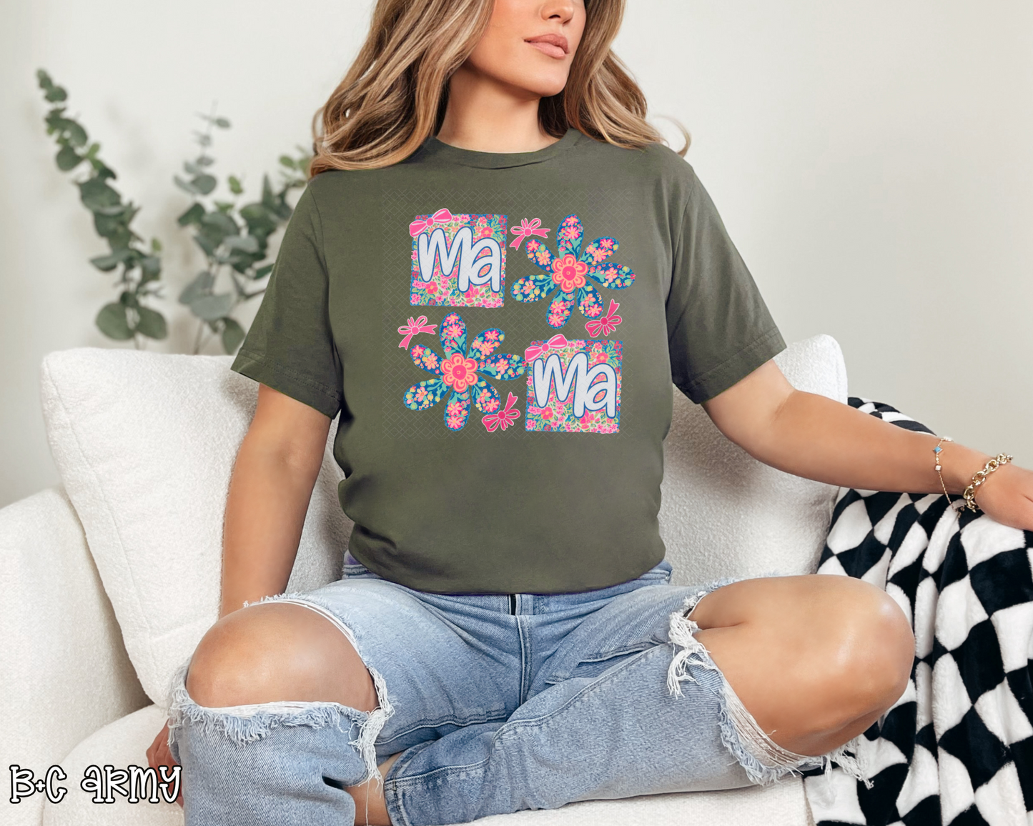 Mama Pink Floral DTF TRANSFER