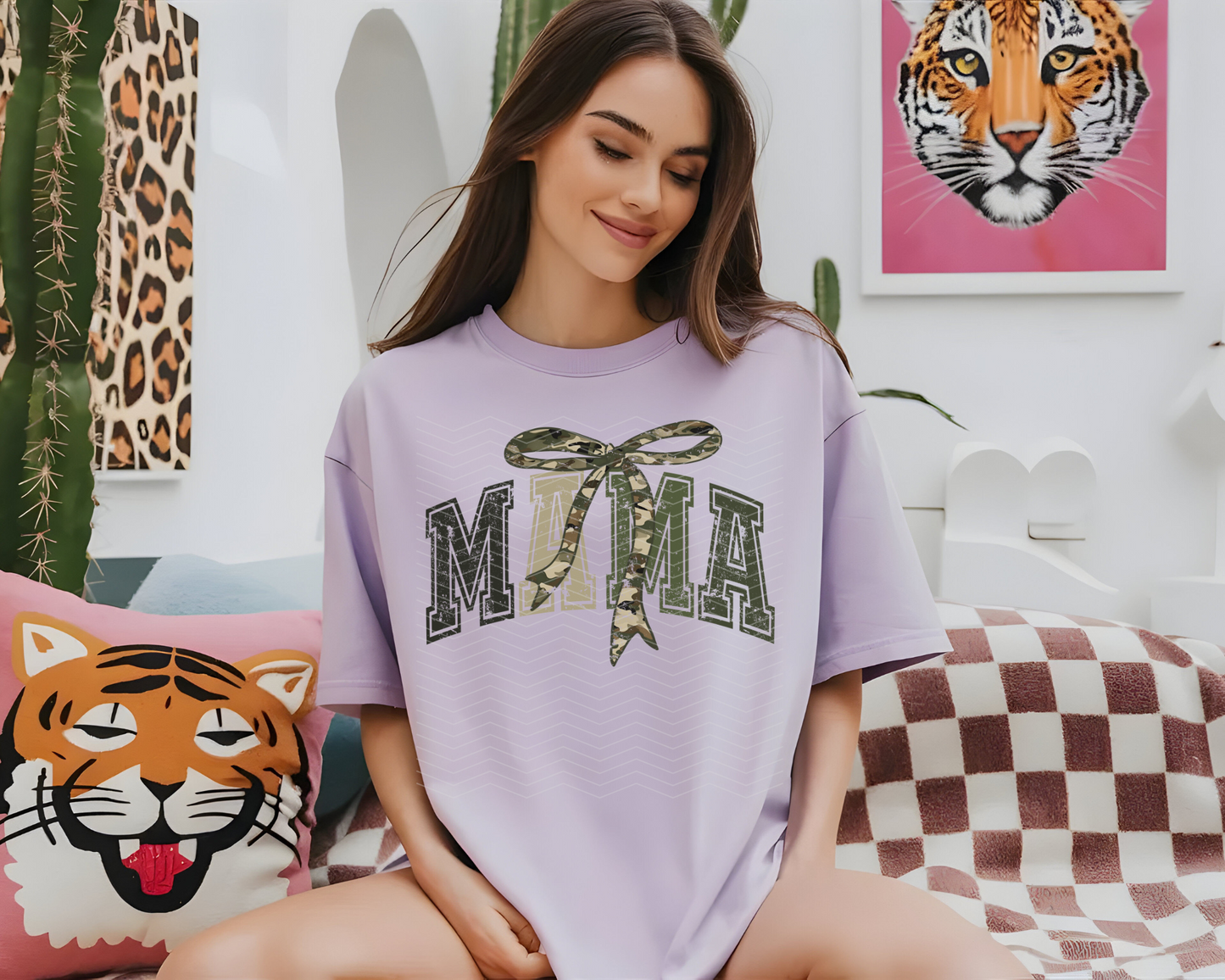 Mama Varsity Camo Bow DTF TRANSFER