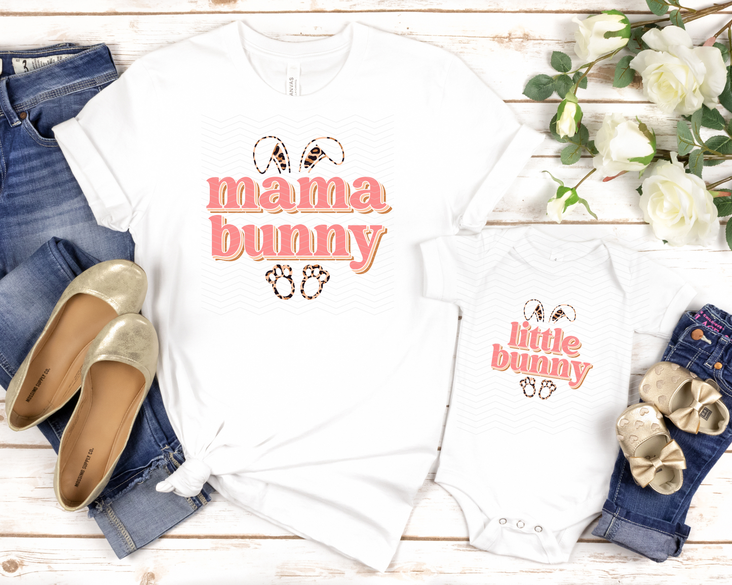 Mama & Little Bunny Leopard DTF TRANSFER