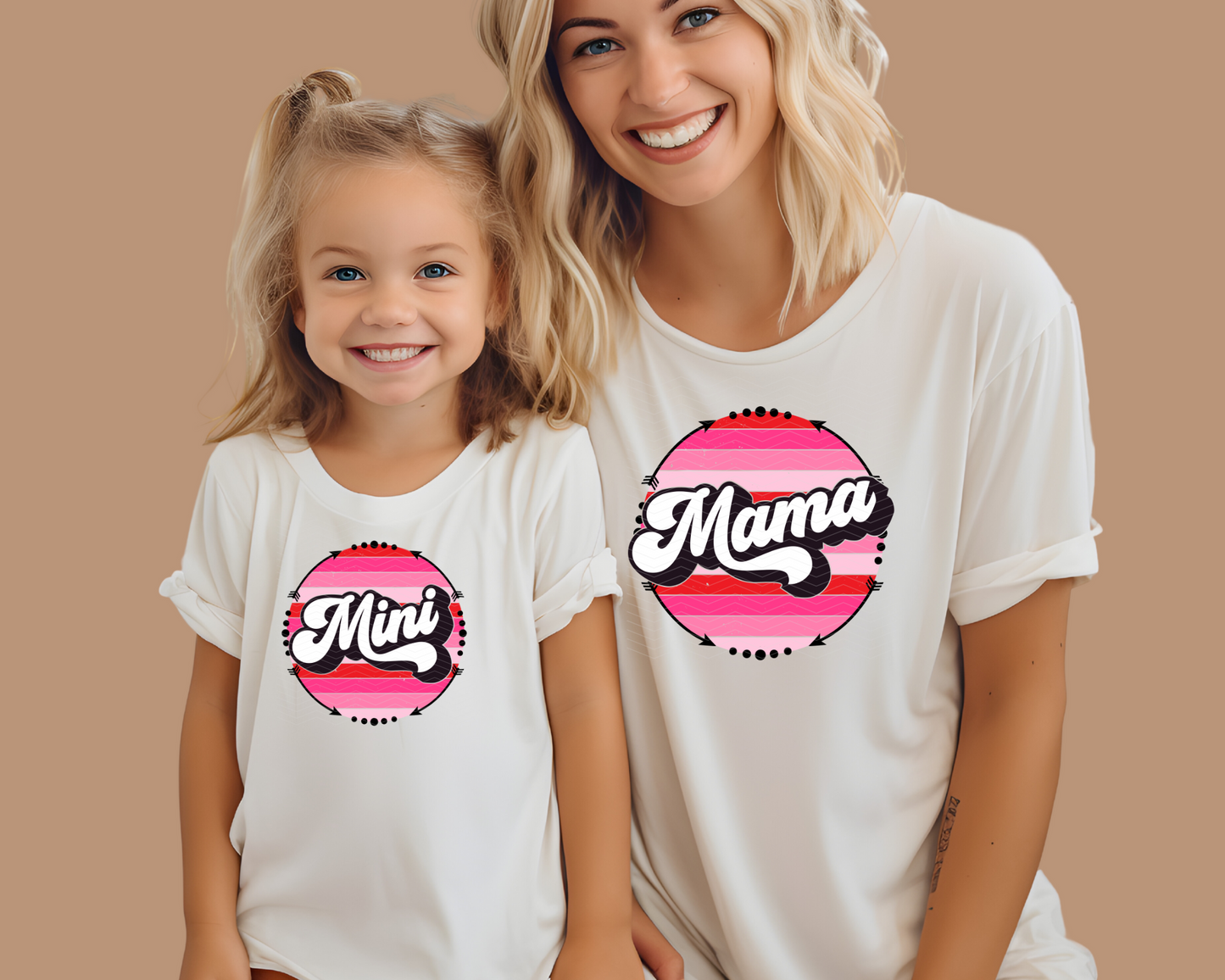 Mama & Mini Arrow Striped Circle DTF TRANSFER