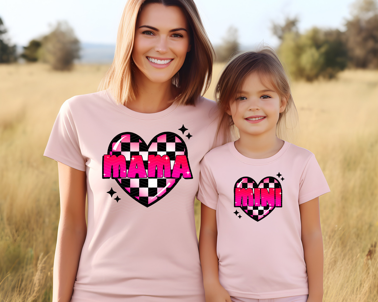 Mama & Mini Checkered Heart DTF TRANSFER