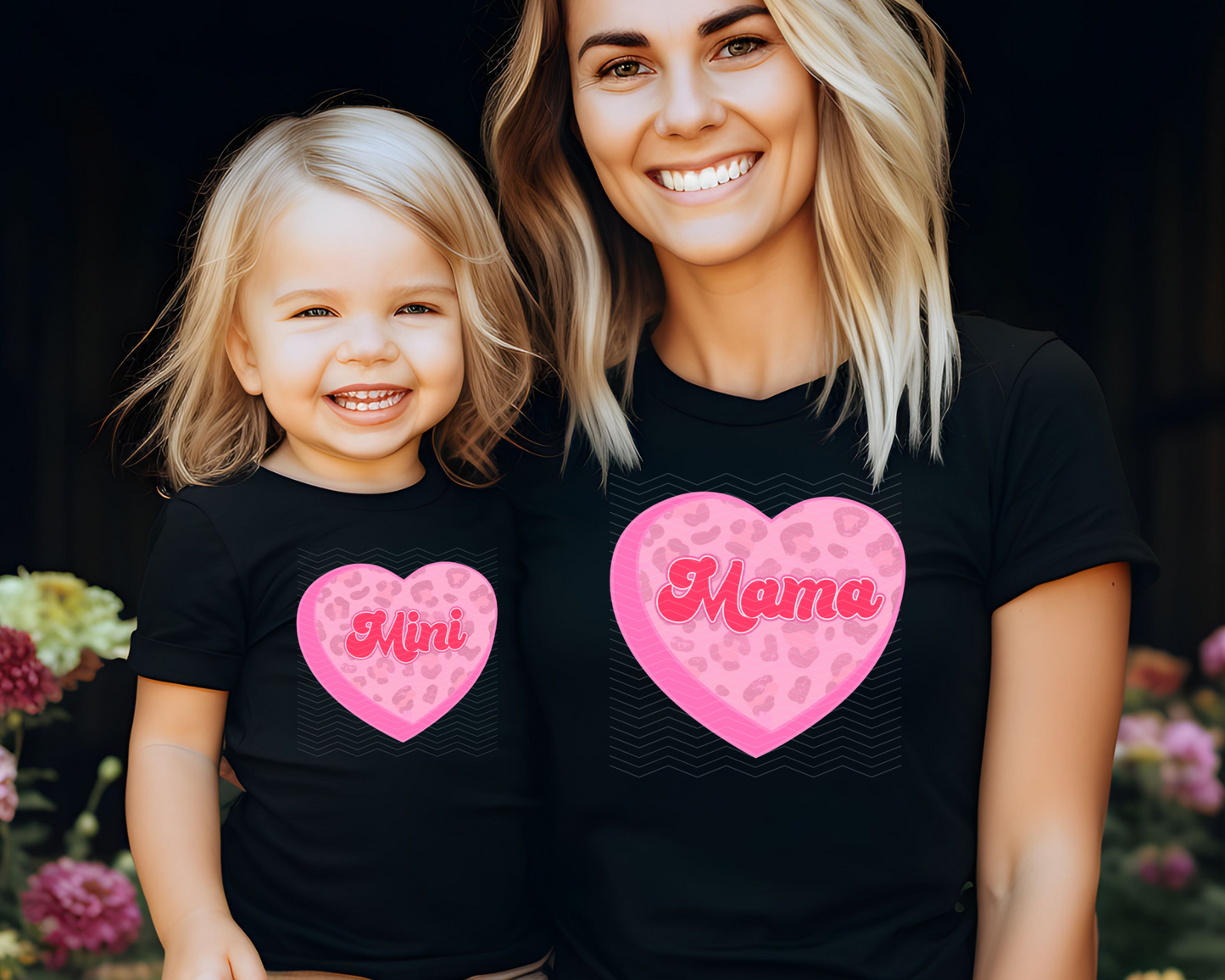 Mama & Mini Leopard Candy Heart DTF TRANSFER