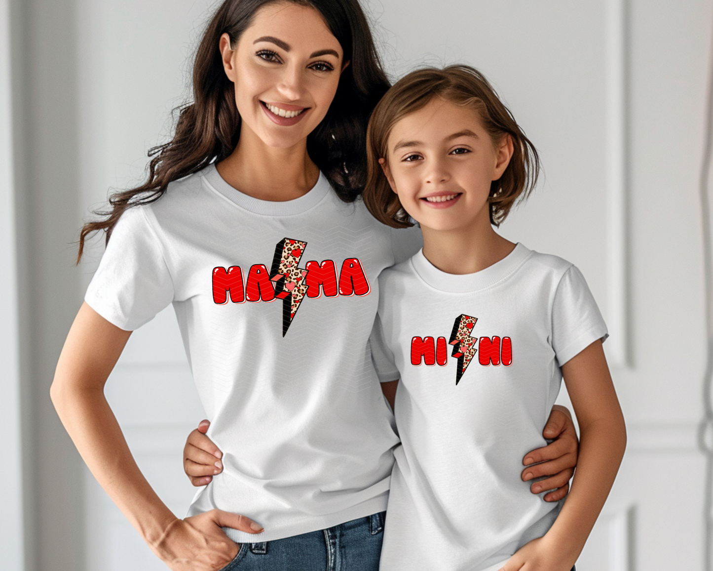 Mama & Mini Lightning Bolt Red DTF TRANSFER
