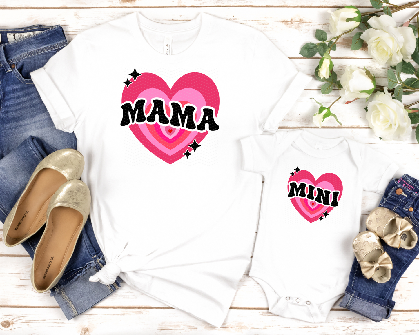 Mama & Mini Retro Heart DTF TRANSFER