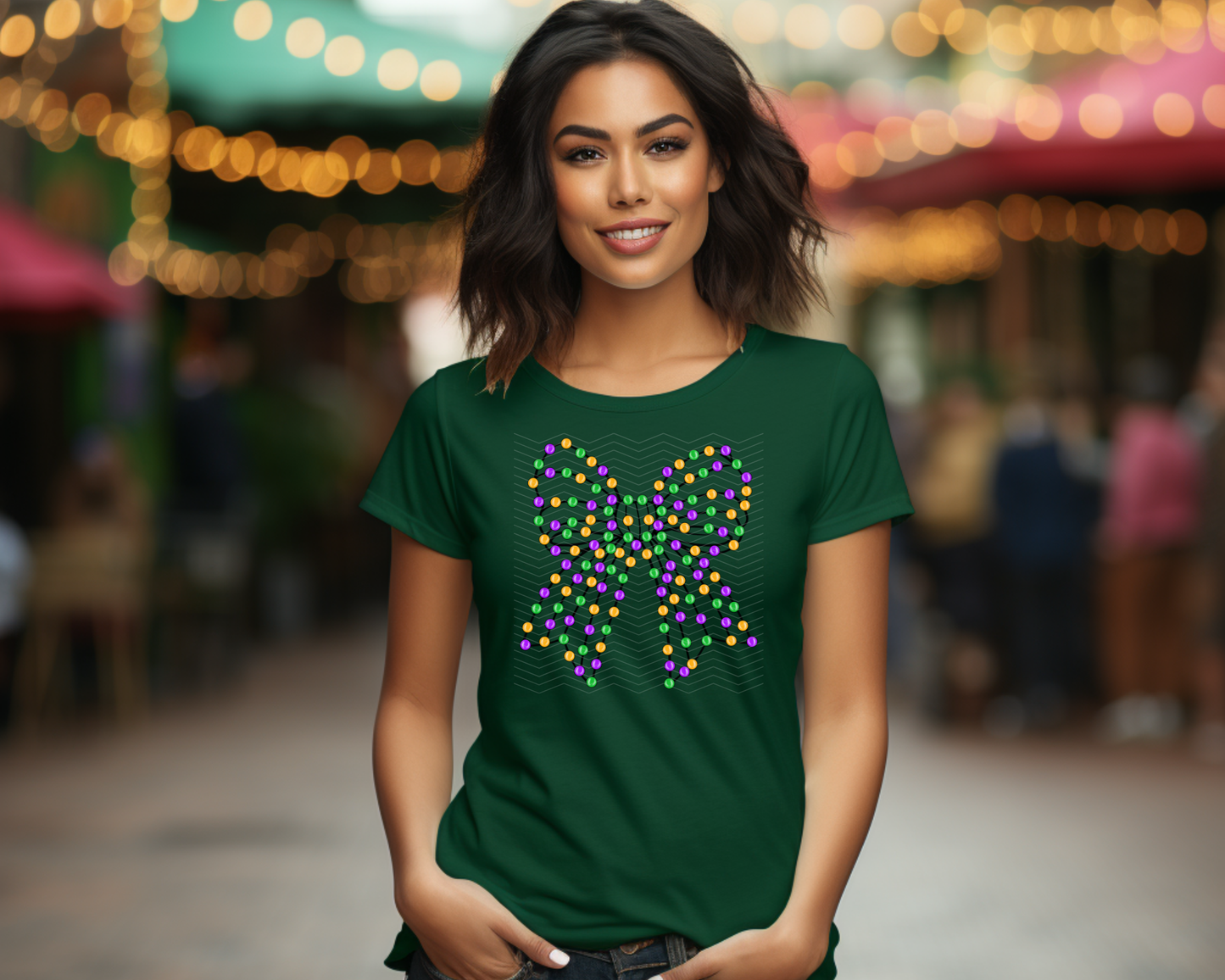 Mardi Gras Bead Bow DTF TRANSFER