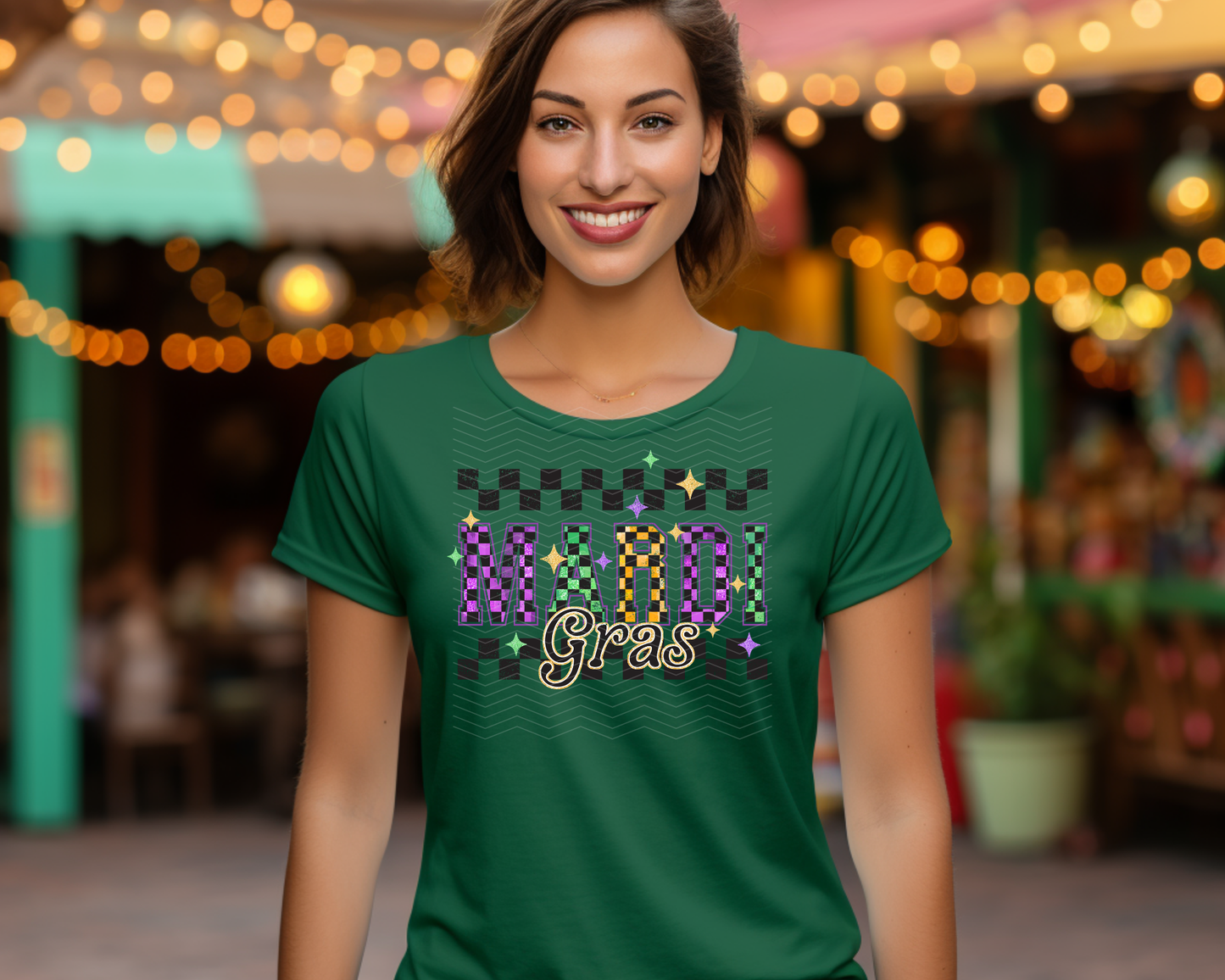 Mardi Gras Checkered DTF TRANSFER