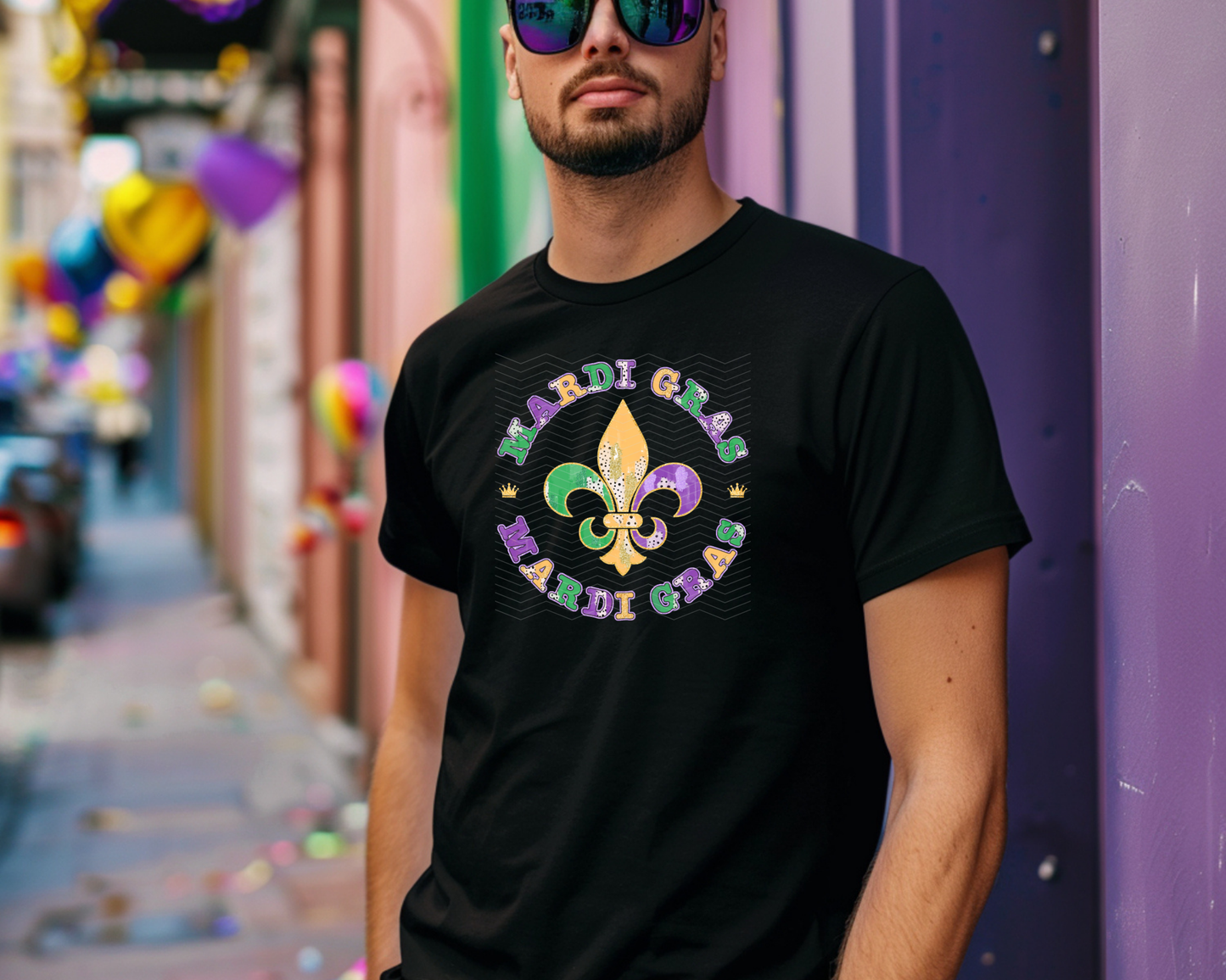 Mardi Gras Fleur De Lis Circle DTF TRANSFER