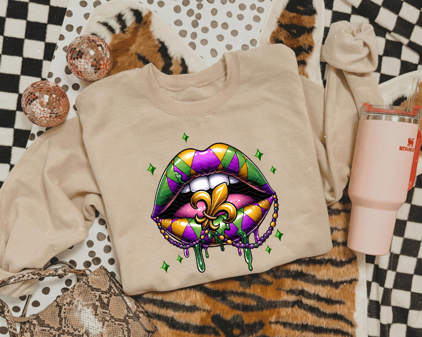 Mardi Gras Lips DTF TRANSFER