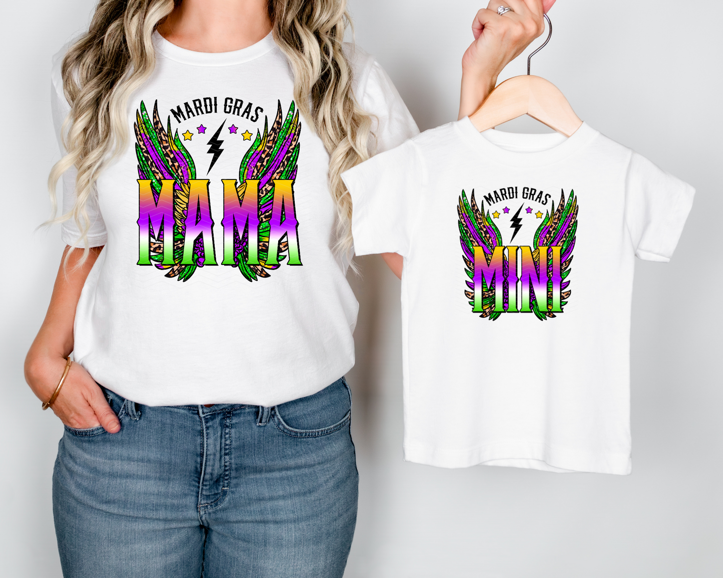 Mardi Gras Mama & Mini Wings DTF TRANSFER