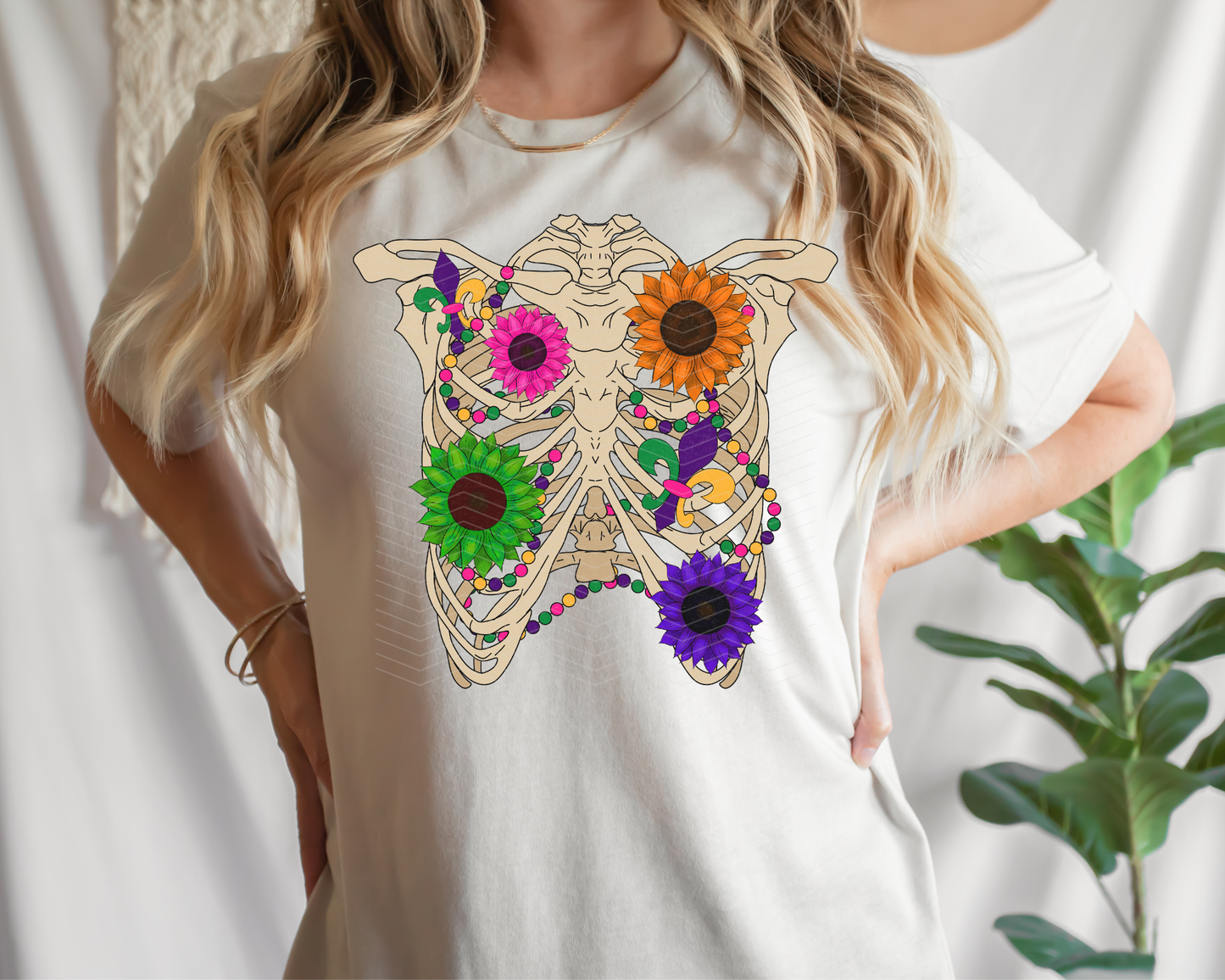 Mardi Gras Skeleton Flowers DTF TRANSFER