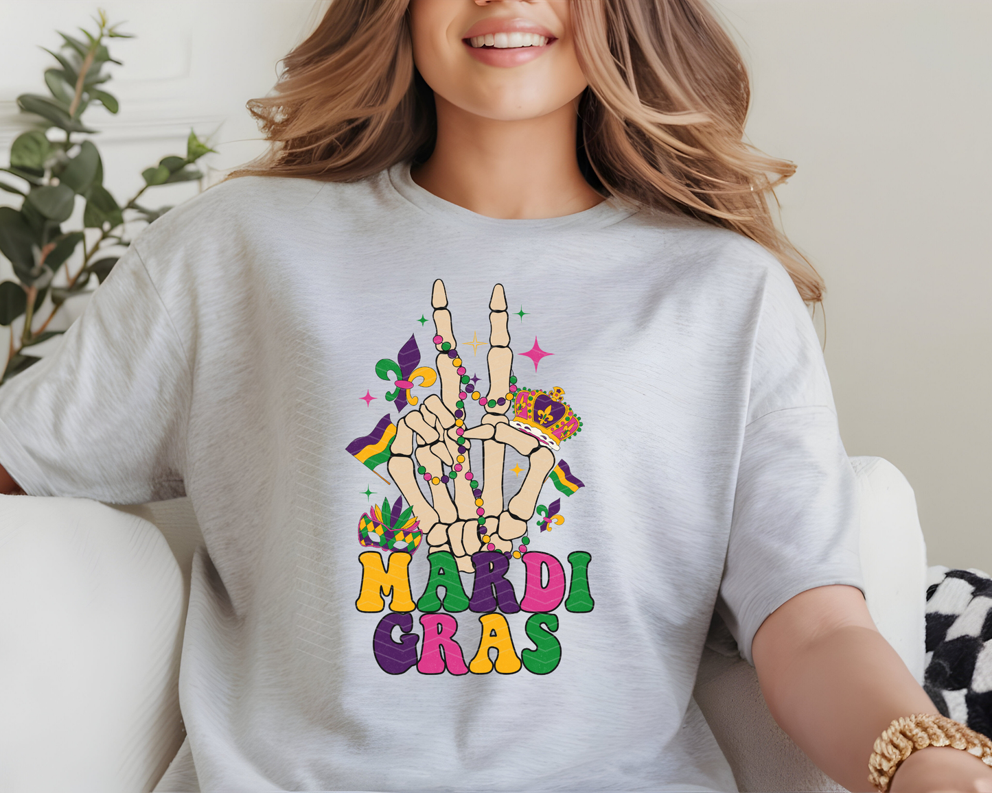 Mardi Gras Skellie Peace Sign