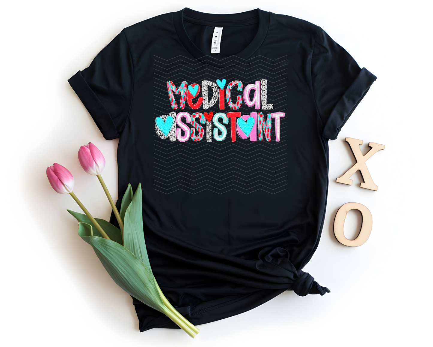 Medical Assistant Hearts Poppy Alpha DTF TRANSFER