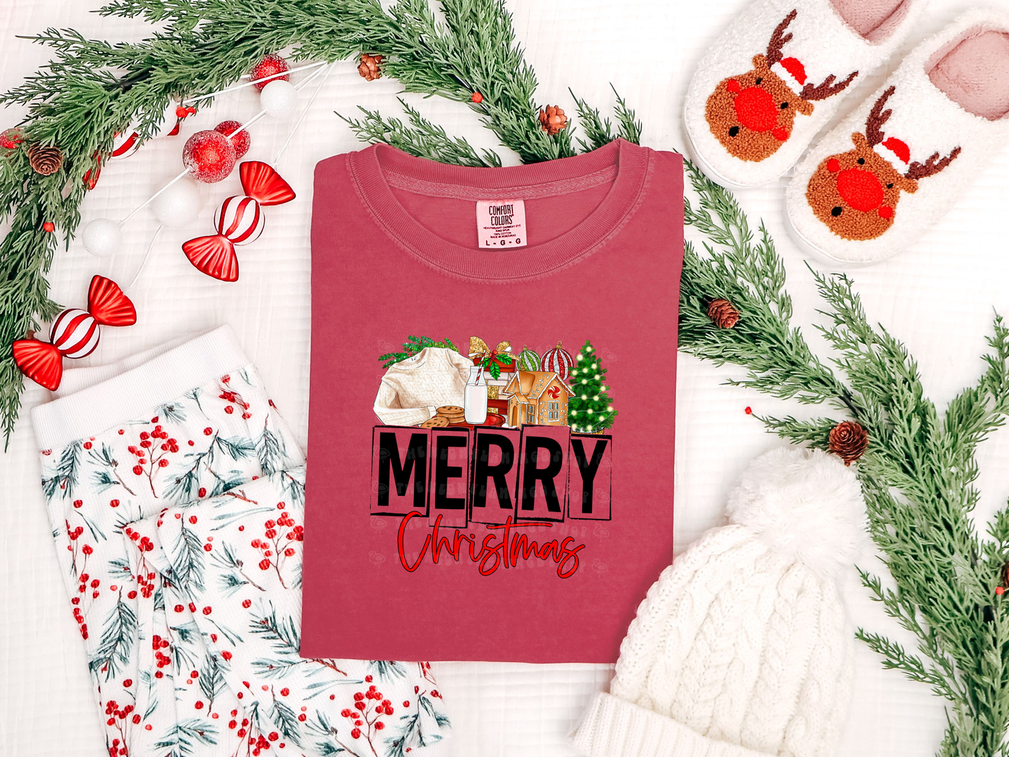 Merry Christmas Holiday Things Red DTF TRANSFER