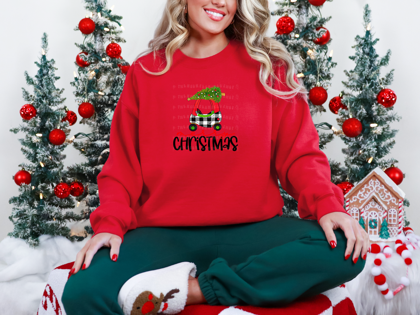 Merry Christmas Kids Car Plaid DTF TRANSFER