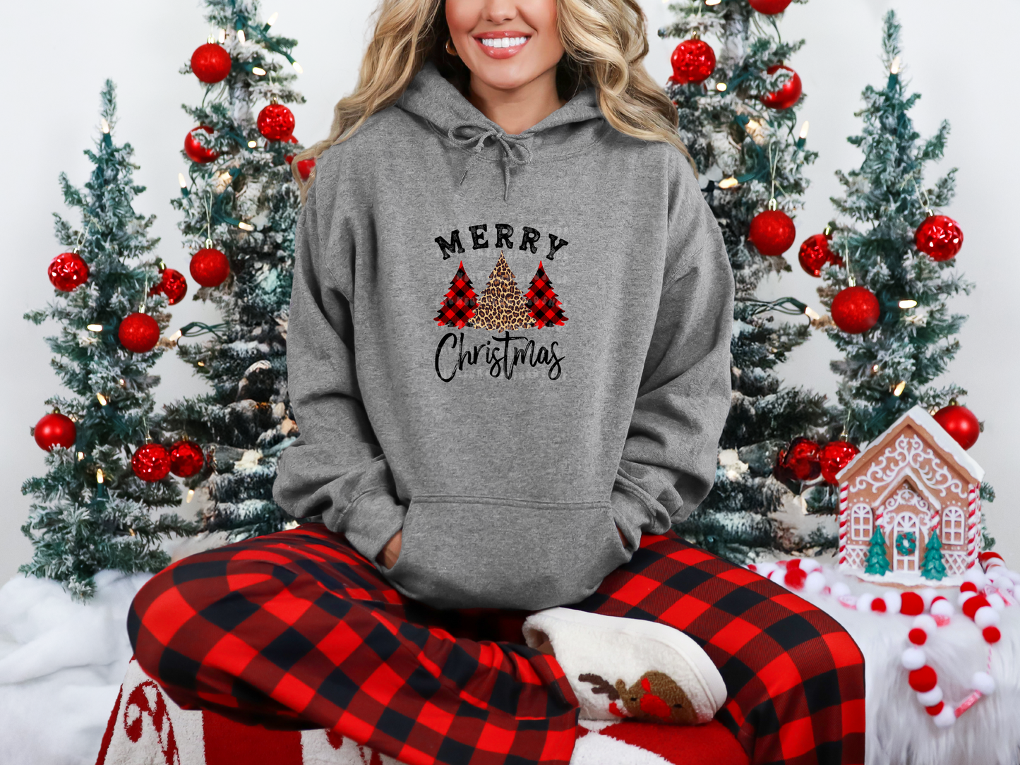 Merry Christmas Plaid Leopard Trees DTF TRANSFER