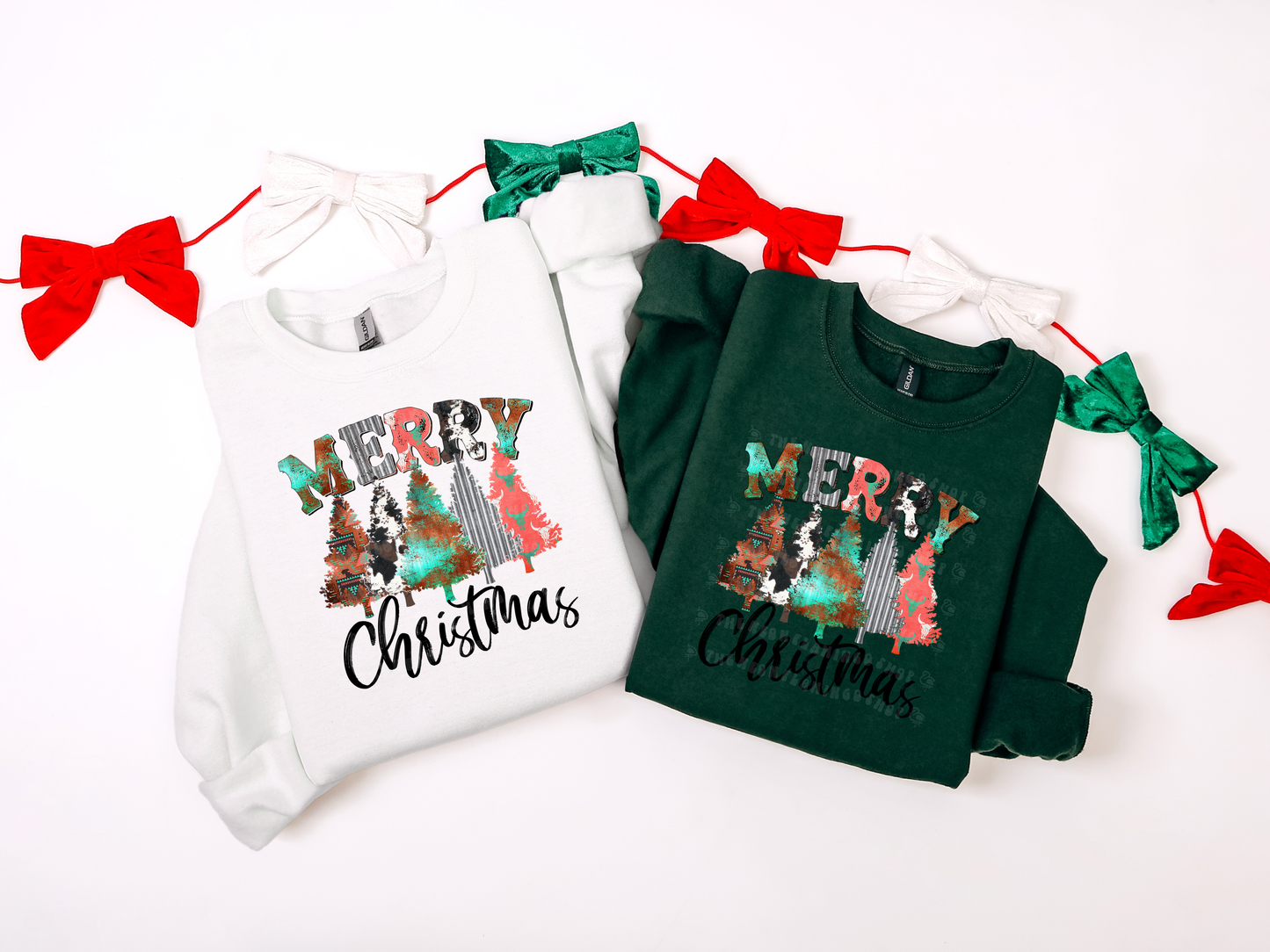 Merry Christmas Trees Western DTF TRANSFER