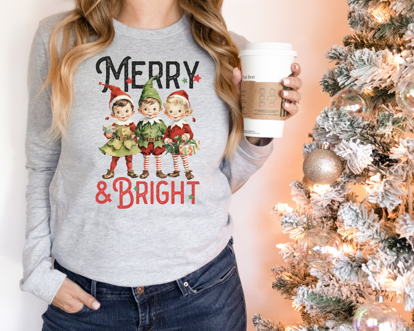 Merry & Bright Vintage DTF TRANSFER