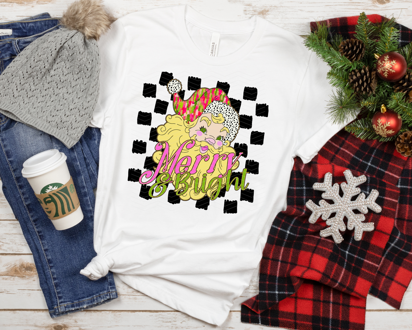 Merry & Bright Vintage Santa DTF TRANSFER