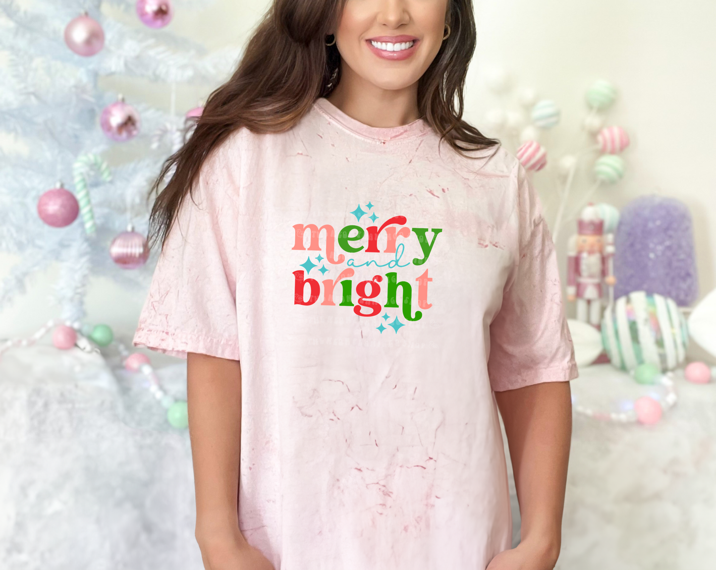 Merry and Bright Retro Sparkle DTF TRANSFER