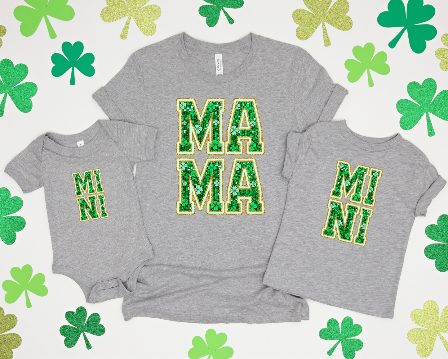 Mama & Mini Glitter Shamrock DTF TRANSFER
