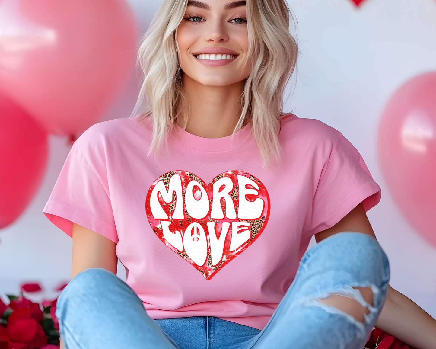 More Love Leopard Tie-Dye Heart DTF TRANSFER