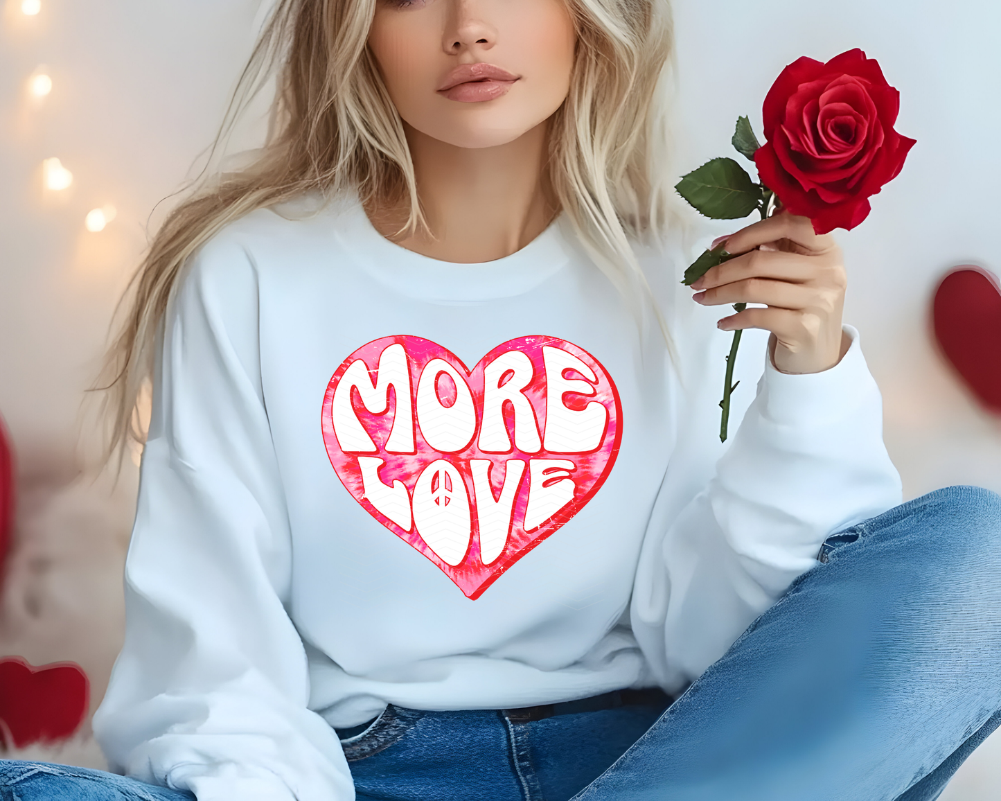 More Love Pink Tie-Dye Heart