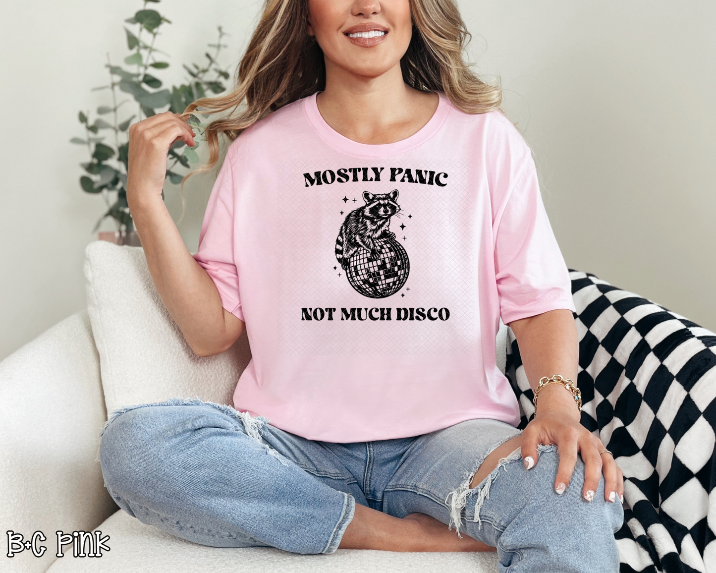 Mostly Panic Not Much Disco Raccoon DTF TRANSFER