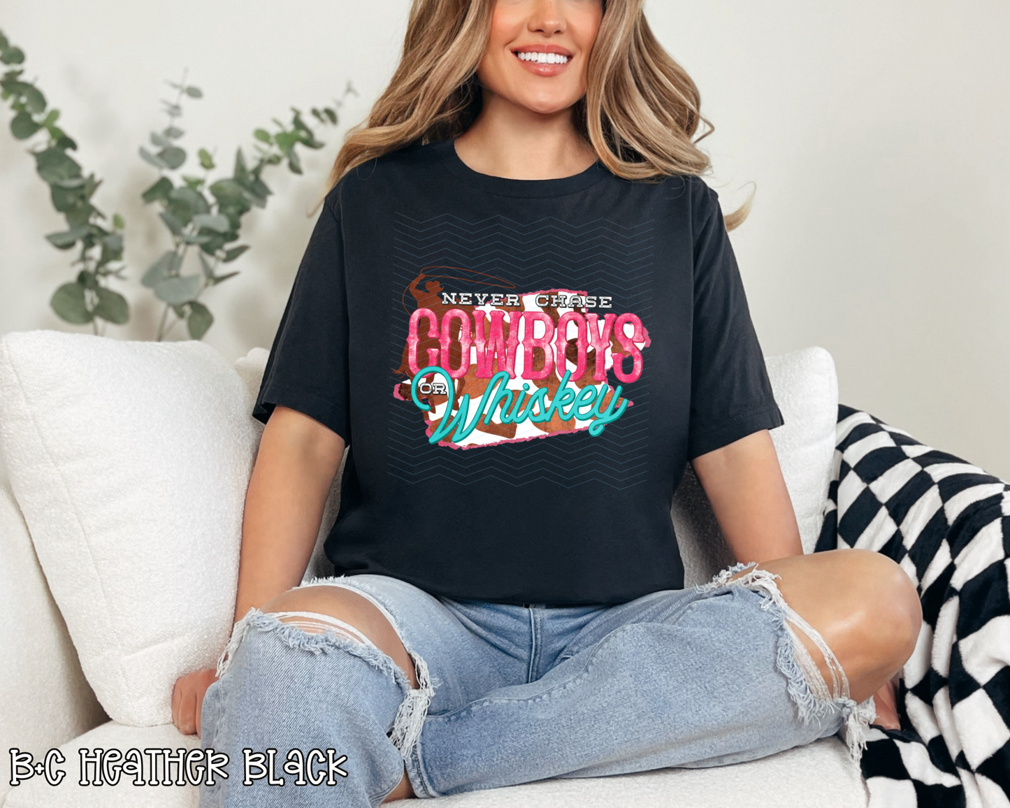 Never Chase Cowboys or Whiskey Pink DTF TRANSFER